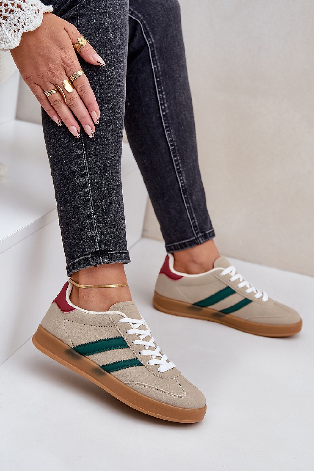 Elegant Women's Eco Suede Low-Top Sneakers With Comfort Foam Insole, Sizes EU 36-41