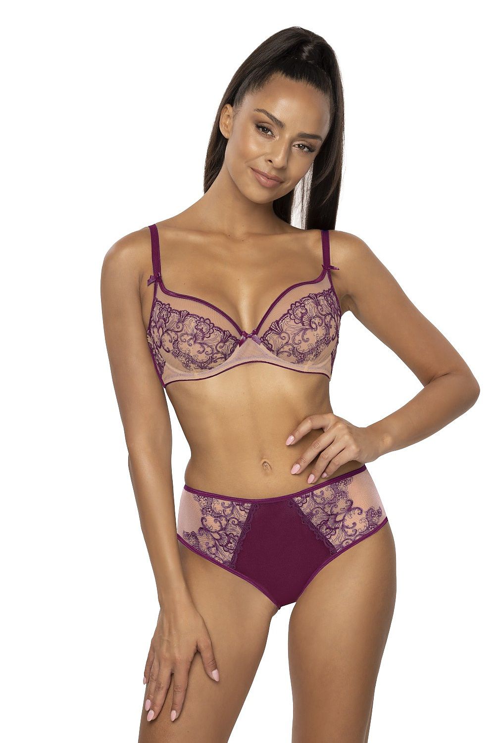 Maureen F-3808/51 Women's Beige And Purple Lace Panties, Sizes EU 36-48 for Elegant Comfort