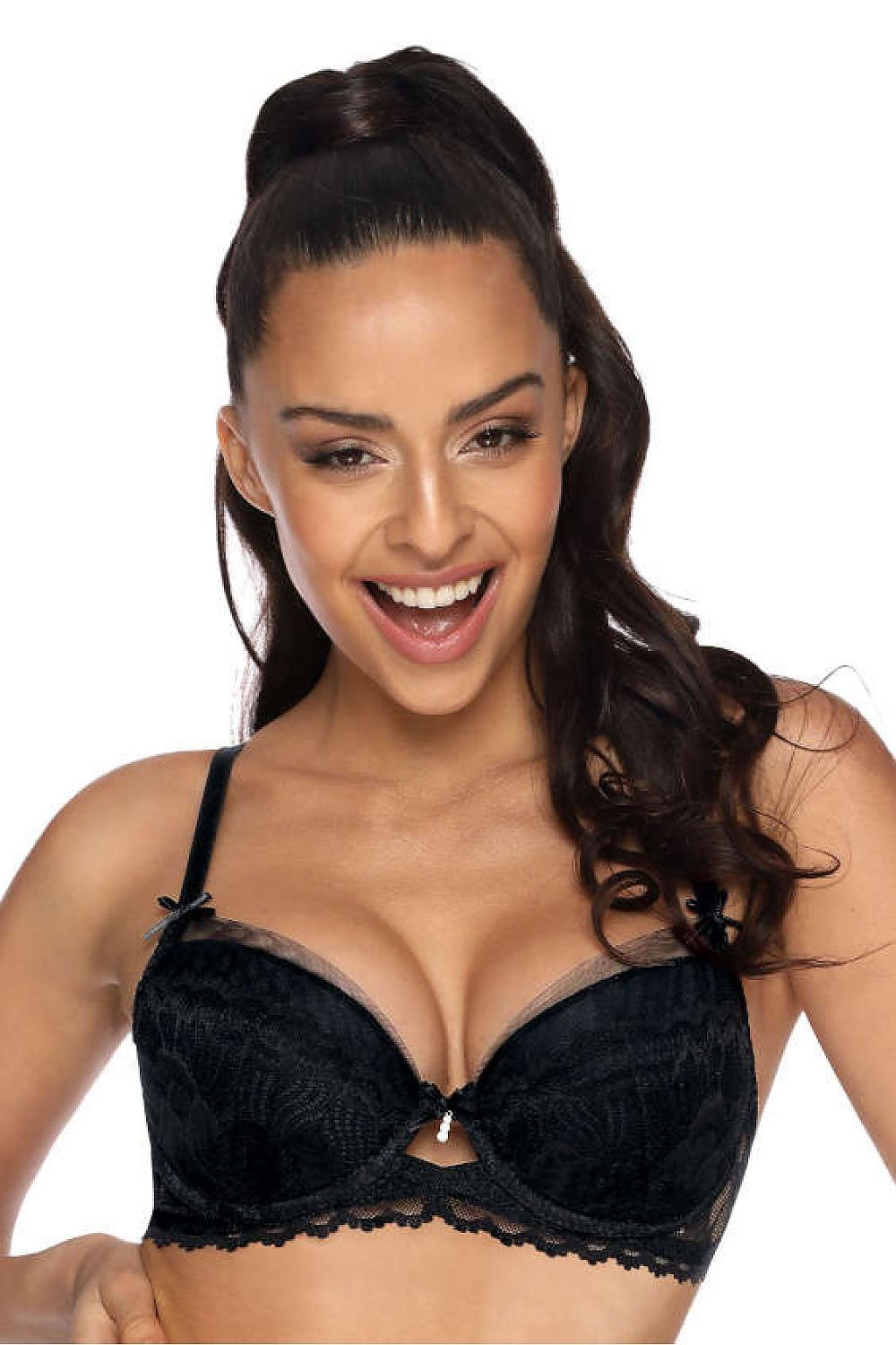 Sensual Angel Push-Up Bra in Black With Removable Inserts, Sizes EU 65B-90C