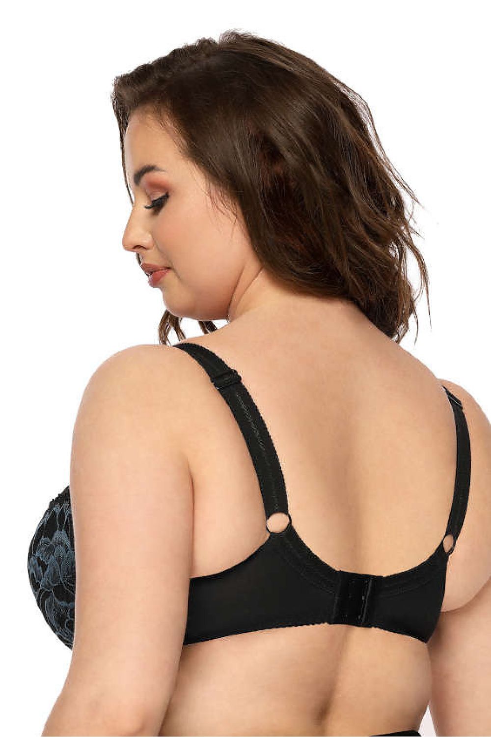 Elegant Angel Bra in Black & Navy Blue - Size EU 65D to EU 95F, Lace & Mesh Design