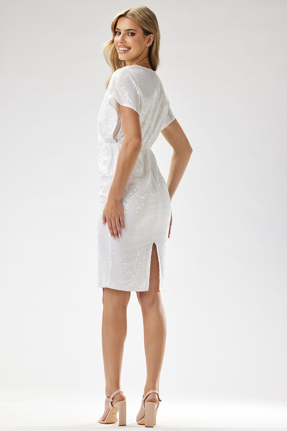 Elegant Strapless Sequin Midi Dress | US Sizes S-XL | Dazzling Envelope Neckline
