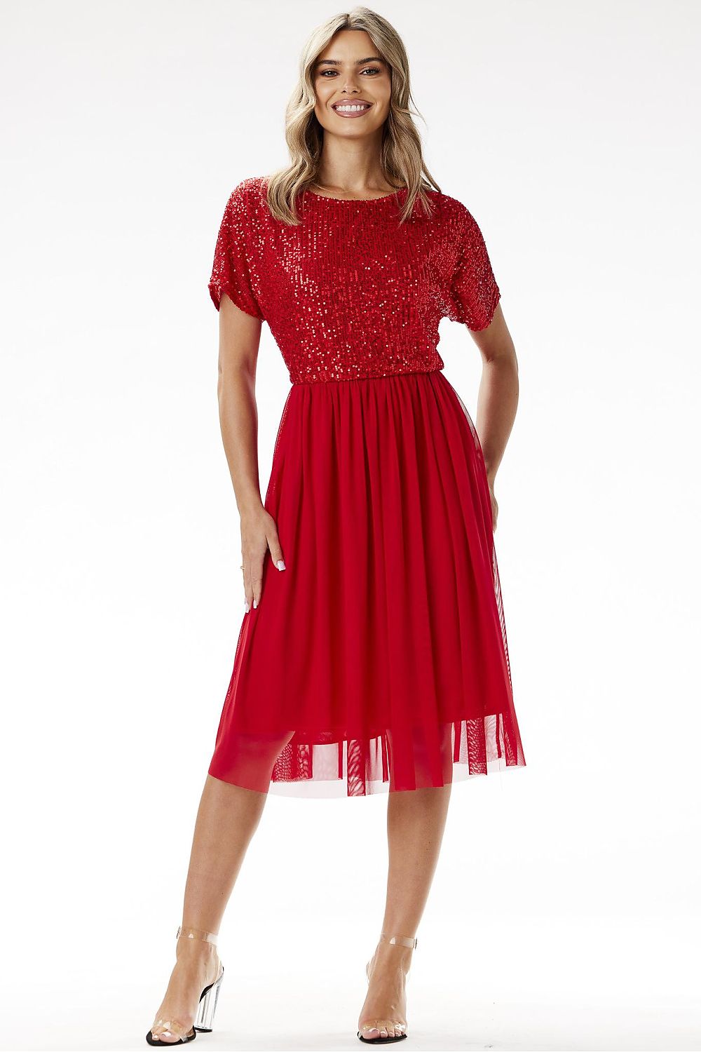 Elegant Awama Kimono Evening Dress with Sequins and Tulle - Sizes EU S to XL | US S to XL