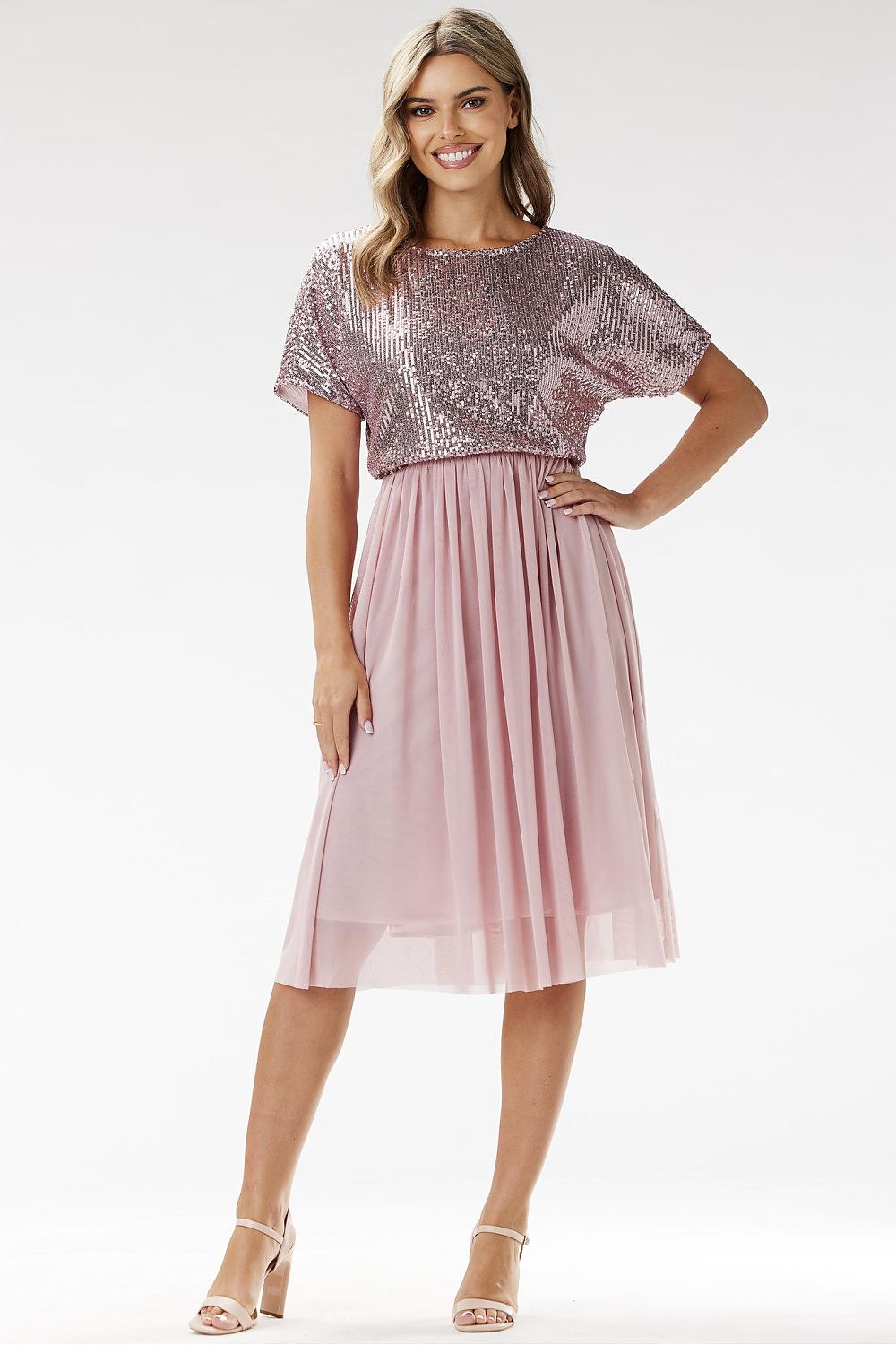 Elegant Awama Kimono Evening Dress with Sequins and Tulle - Sizes EU S to XL | US S to XL