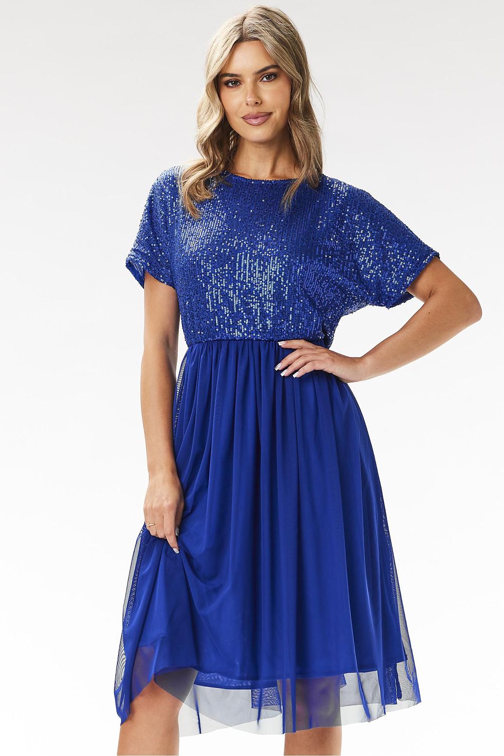Elegant Awama Kimono Evening Dress with Sequins and Tulle - Sizes EU S to XL | US S to XL