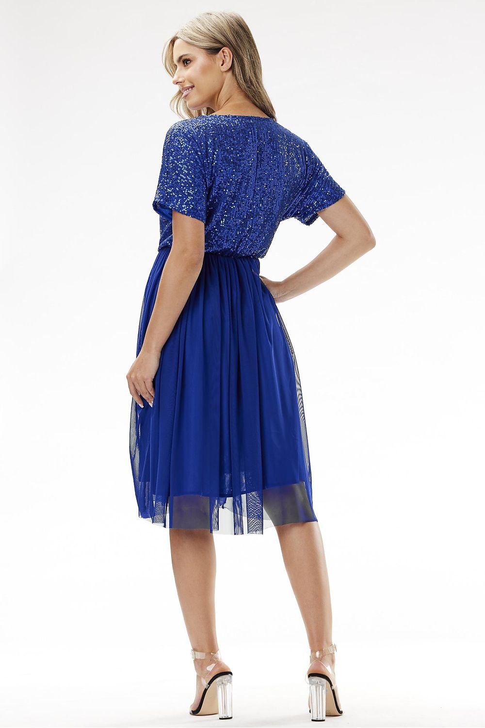 Elegant Awama Kimono Evening Dress with Sequins and Tulle - Sizes EU S to XL | US S to XL