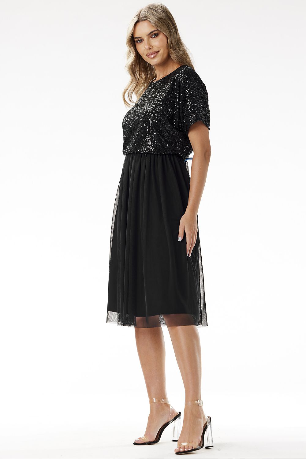 Elegant Awama Kimono Evening Dress with Sequins and Tulle - Sizes EU S to XL | US S to XL