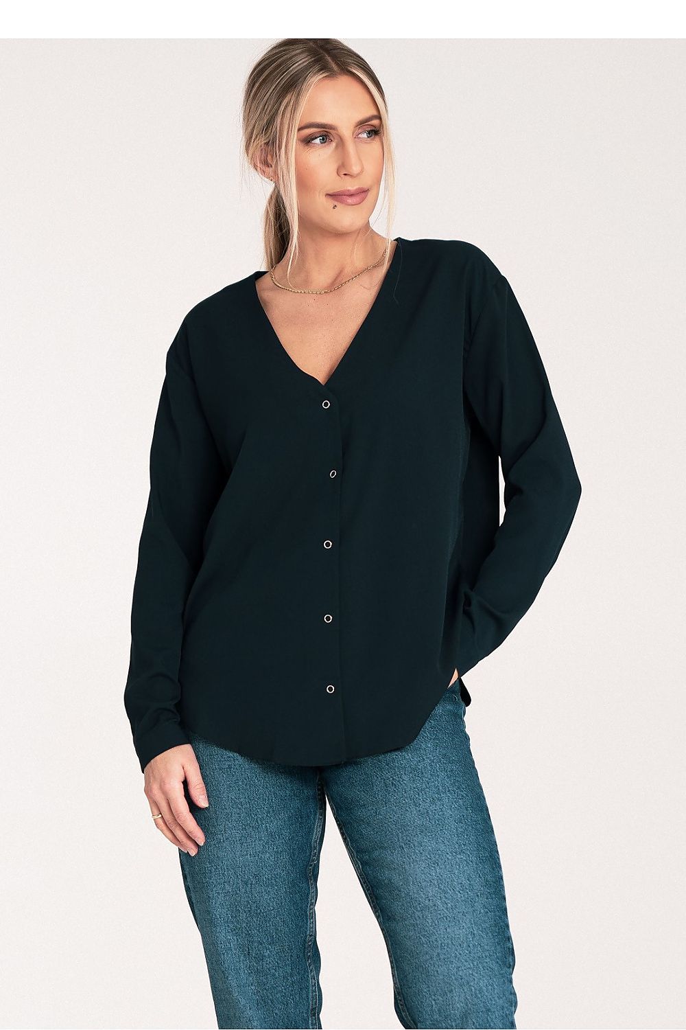 Figl Long Sleeve Shirt With Cheeky Neckline, EU S-XL | US S-XL, Cuff Fastened, Stylish Design