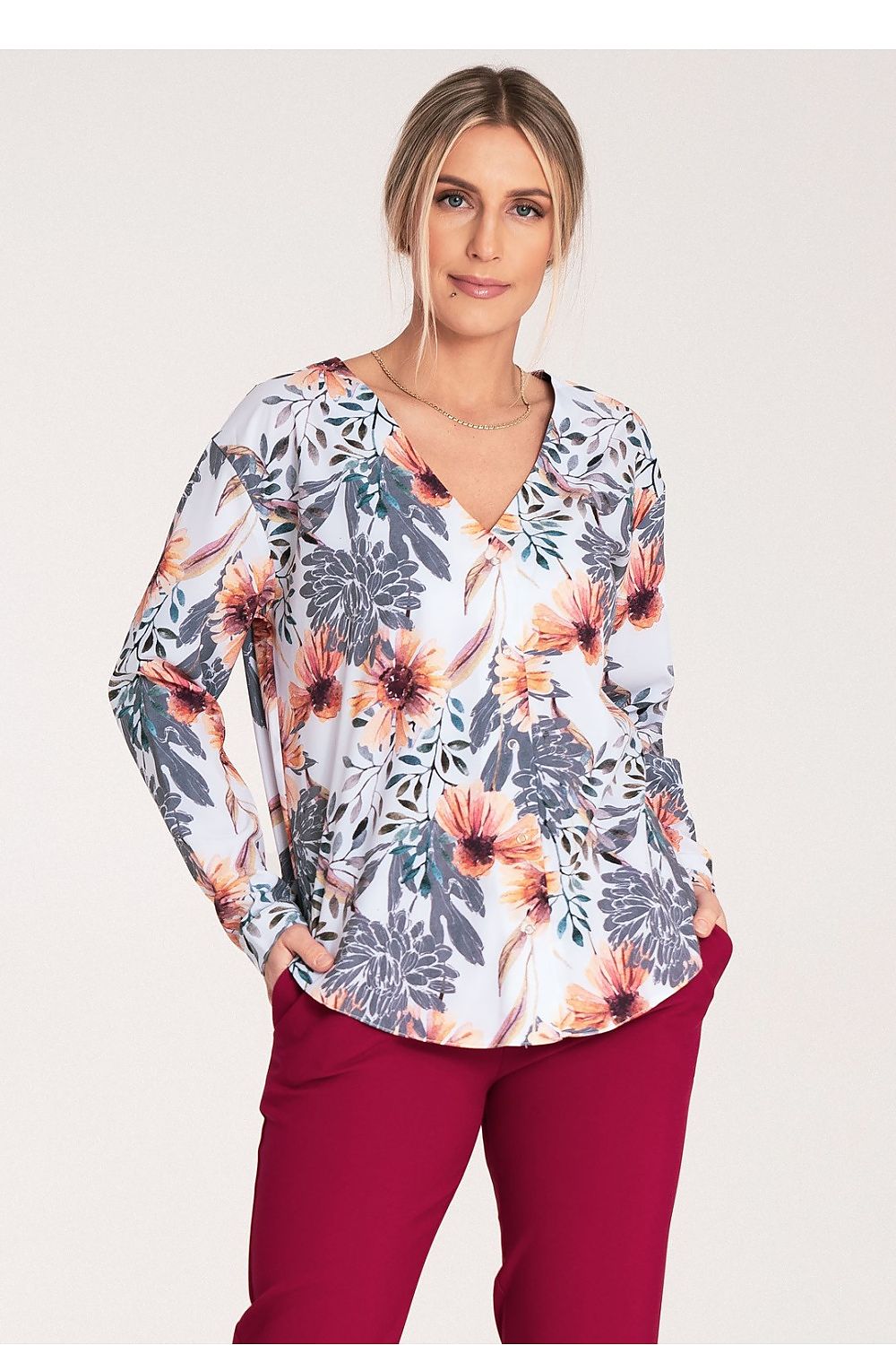 Figl Long Sleeve Shirt With Cheeky Neckline, EU S-XL | US S-XL, Cuff Fastened, Stylish Design