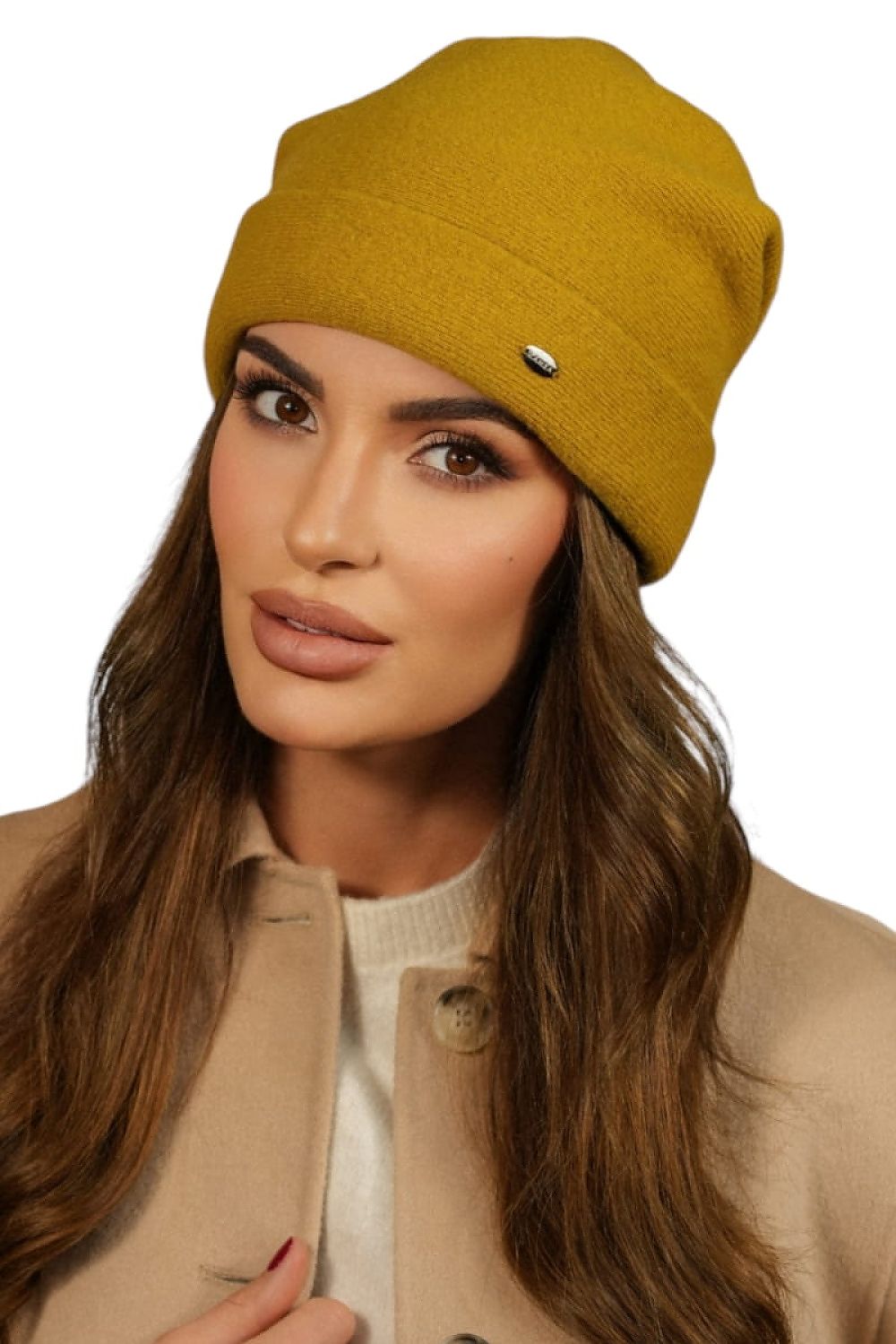 Kamea Premium Women's Wool Beanie with Stylish Lime Fold - 80% Wool for Elegant Warmth