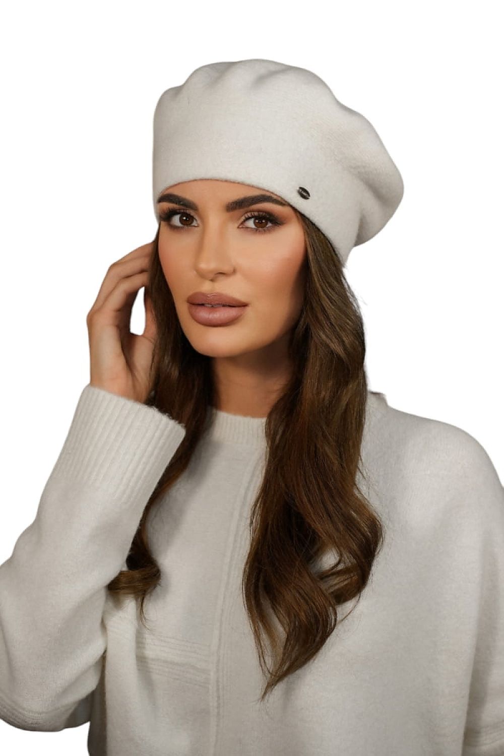 Premium Elegant Kamea Women's Wool Beret in Rich Burgundy, Classic Winter Accessory