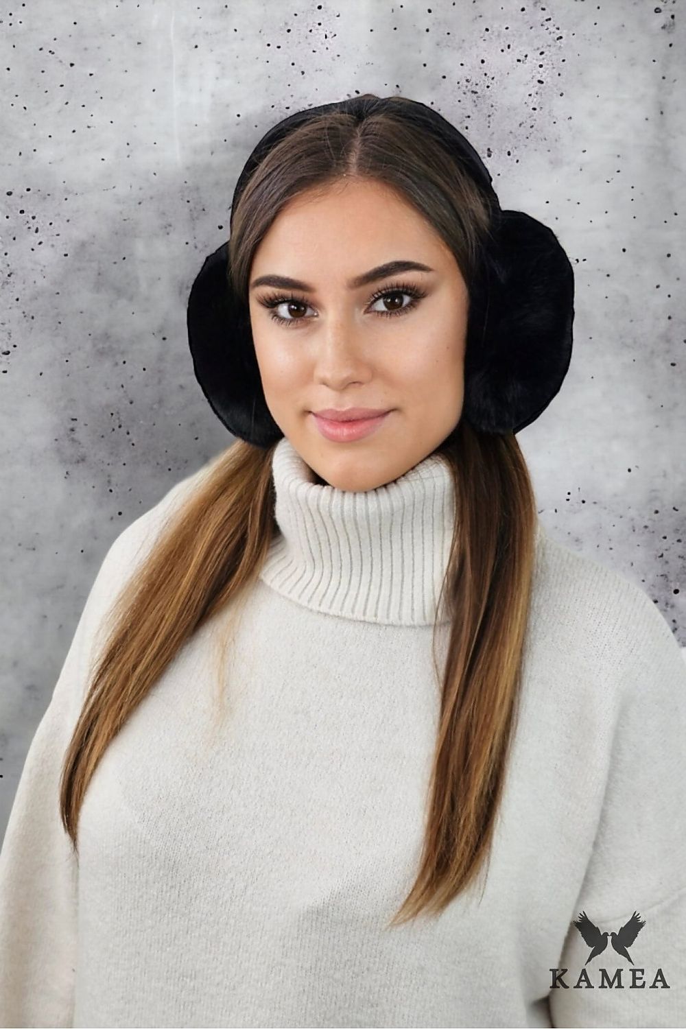 Premium Kamea Aster Faux Fur Earflaps Earmuffs - Soft, Foldable Design in Elegant Pink