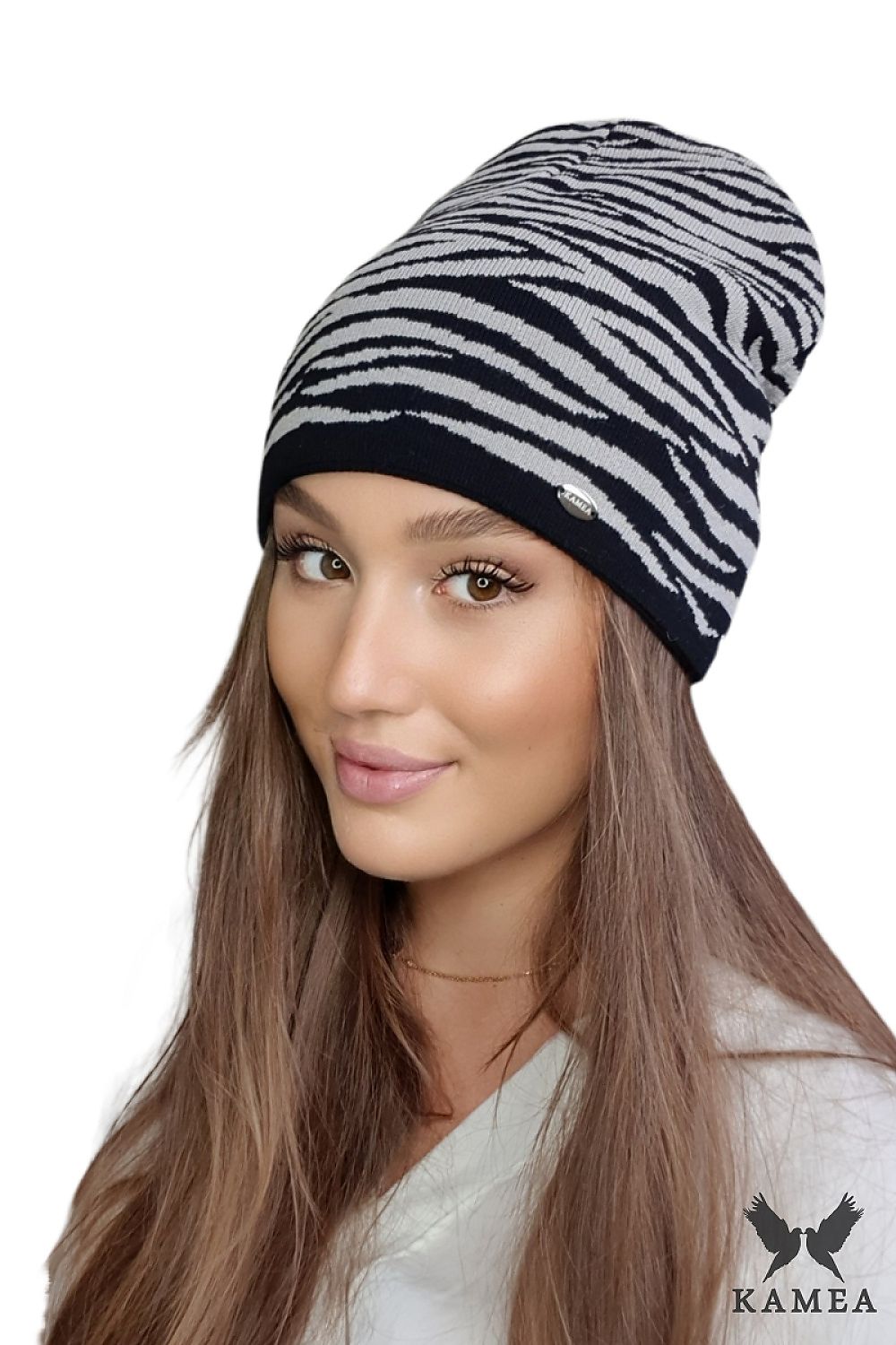 Premium Kamea Zaina Women's Red Viscoelastic Hat with Contrasting Pattern, Soft and Silky Finish