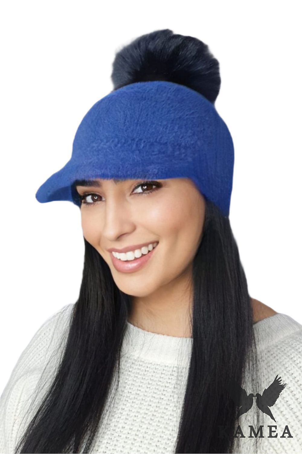 Premium Koryna Women's Cap with Visor and Pompom in Dark Pink - Cozy 100% Polyamide for Winter Style