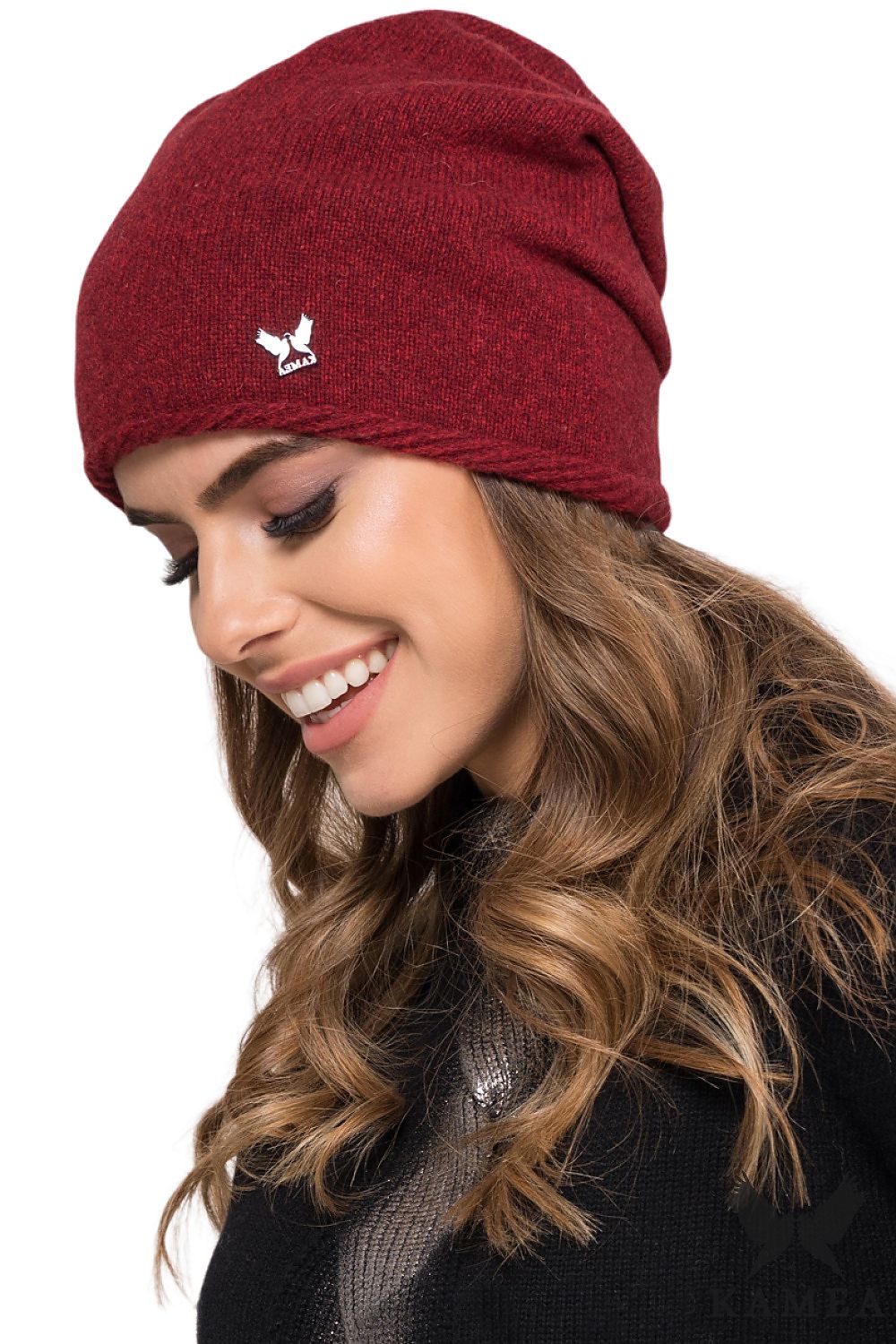Premium Kamea Women's Denim Wool Hat with Elegant Brim and Silver Emblem