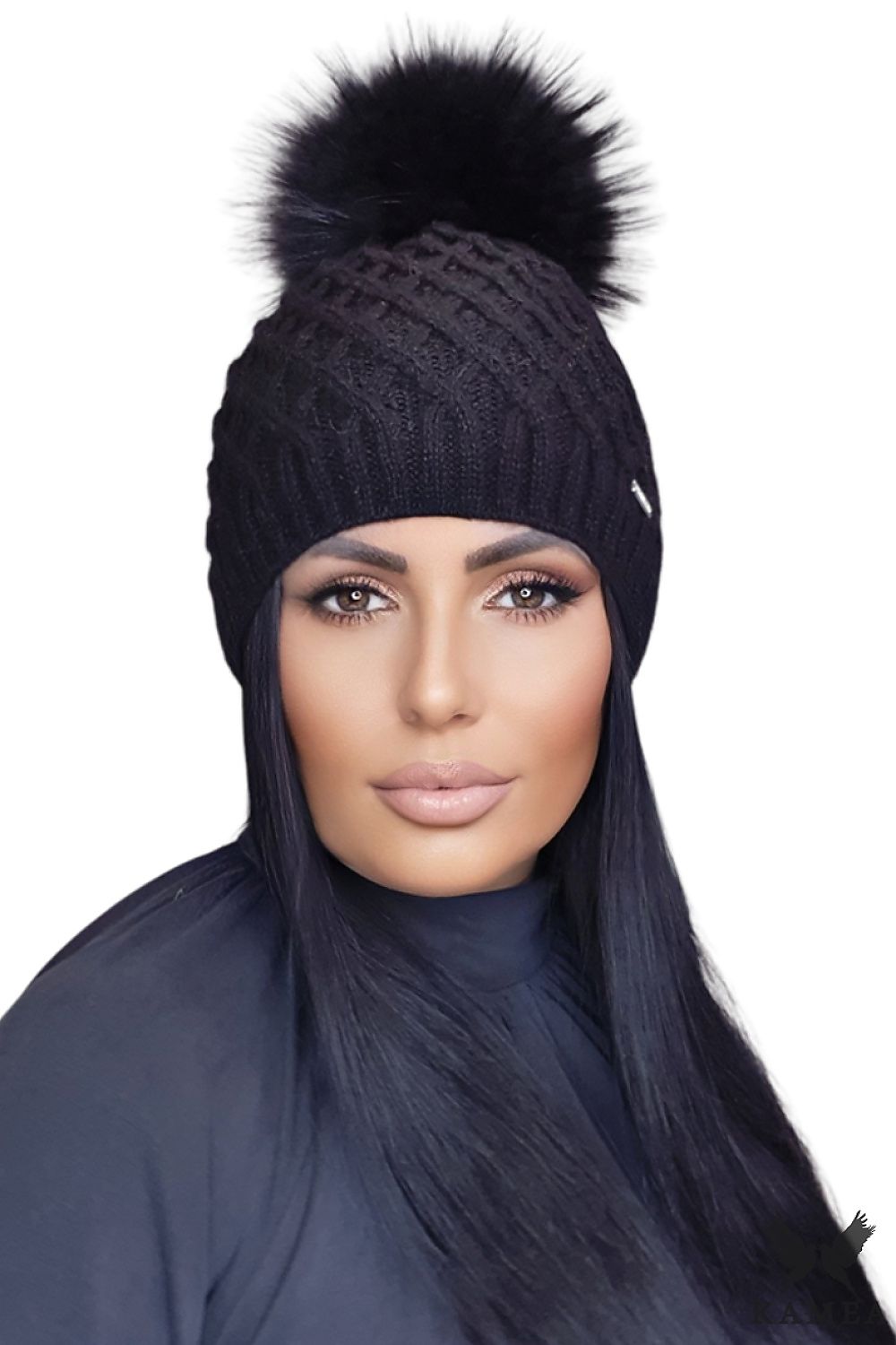 Premium Burgundy Mohair Wool Pom-Pom Hat for Women by Kamea - Shakti Noble Beauty Collection