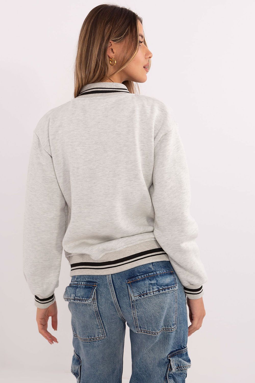 Stylish Women's Bomber Jacket - Casual Cotton-Polyester Blend with Stand-Up Collar, Sizes EU 0-XXL
