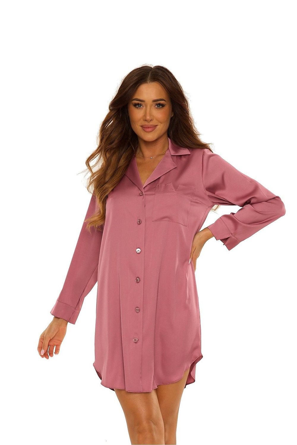Luxurious Satin Nightshirt for Women - Elegant 7/8 Sleeve Nightgown in EU S-XXL | US S-XXL