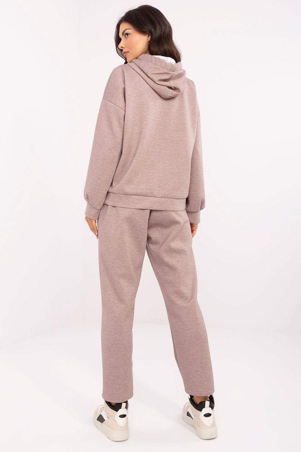 Italy Moda Casual Sweat Suit Set EU 0, High Waist, Hooded Sweatshirt & Pockets, Melange Grey