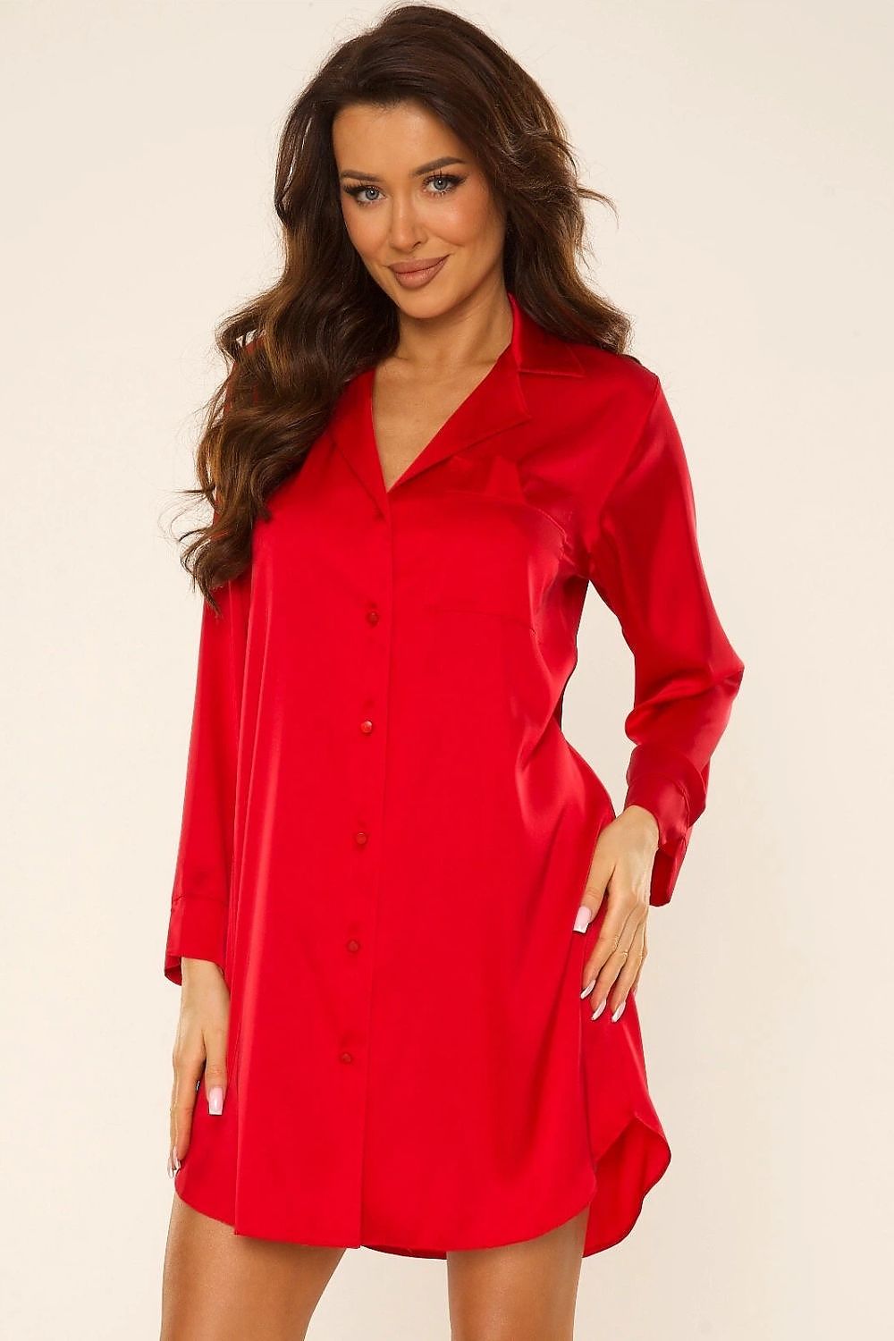 Luxurious Satin Nightshirt for Women - Elegant 7/8 Sleeve Nightgown in EU S-XXL | US S-XXL