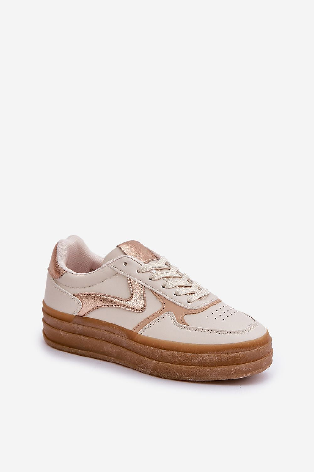 Luxury Women's Eco Leather Sneakers with Golden Accents, Platform Height 4cm, Sizes EU 36-41