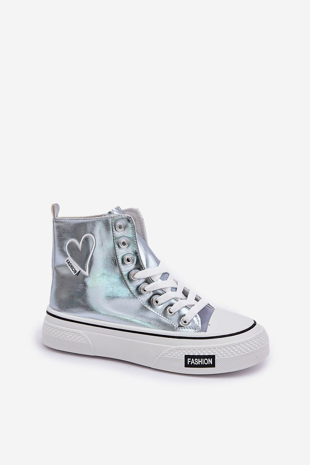 Women's Eco Leather Sneakers with 4 cm Platform, Heart Detail, EU Sizes 36-41
