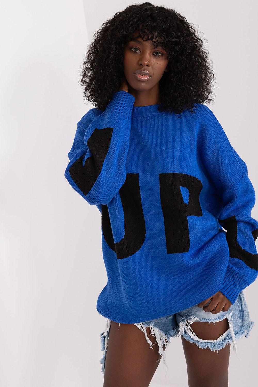 Elegant Women's Long Casual Sweater in Acrylic & Wool Blend – Available in EU Sizes 0