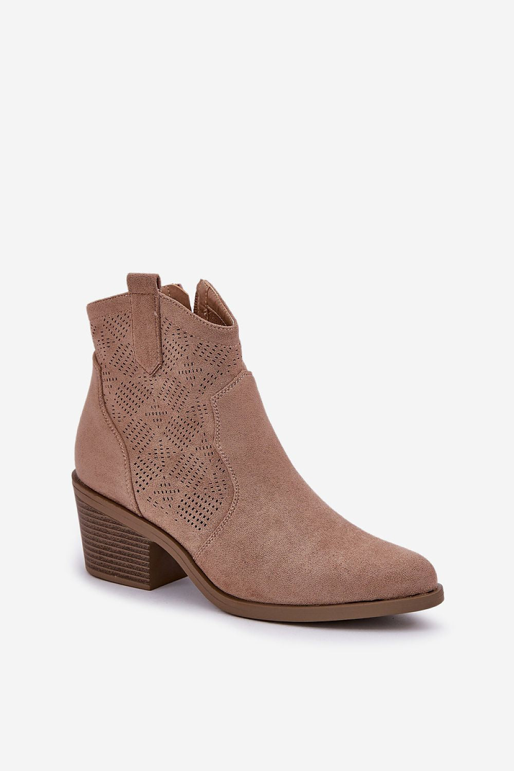 Elegant Women's Eco Suede Ankle Boots with Lace Upper, 6.5 cm Heel, Sizes EU 36-41