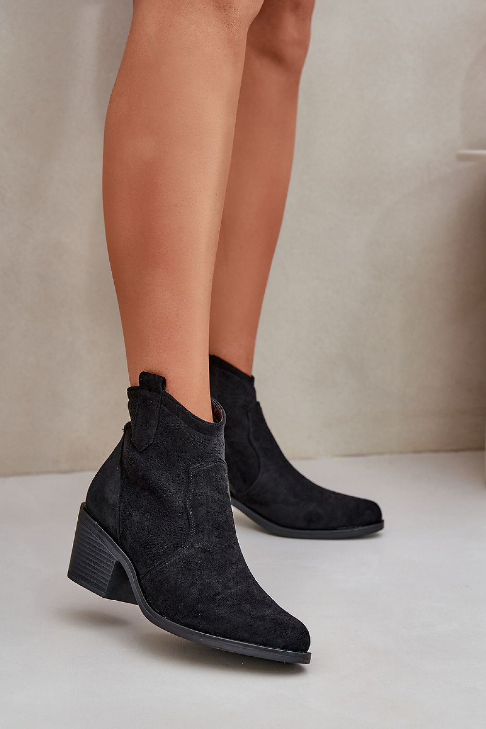 Elegant Women's Eco Suede Ankle Boots with Lace Upper, 6.5 cm Heel, Sizes EU 36-41