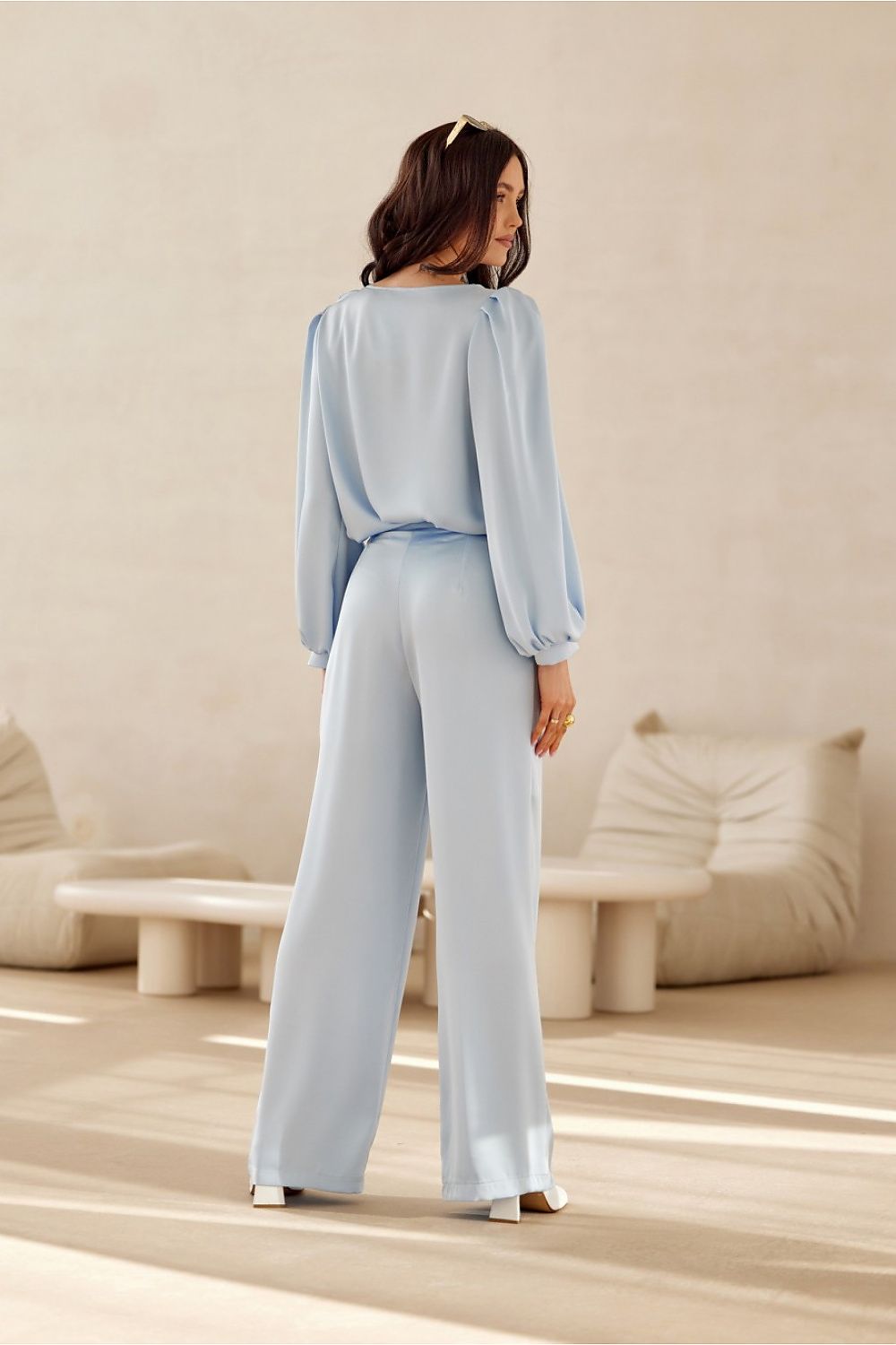 Roco Fashion Elsa Satin Wide-Leg Trousers with High Waist and Pockets for Elegant Occasions