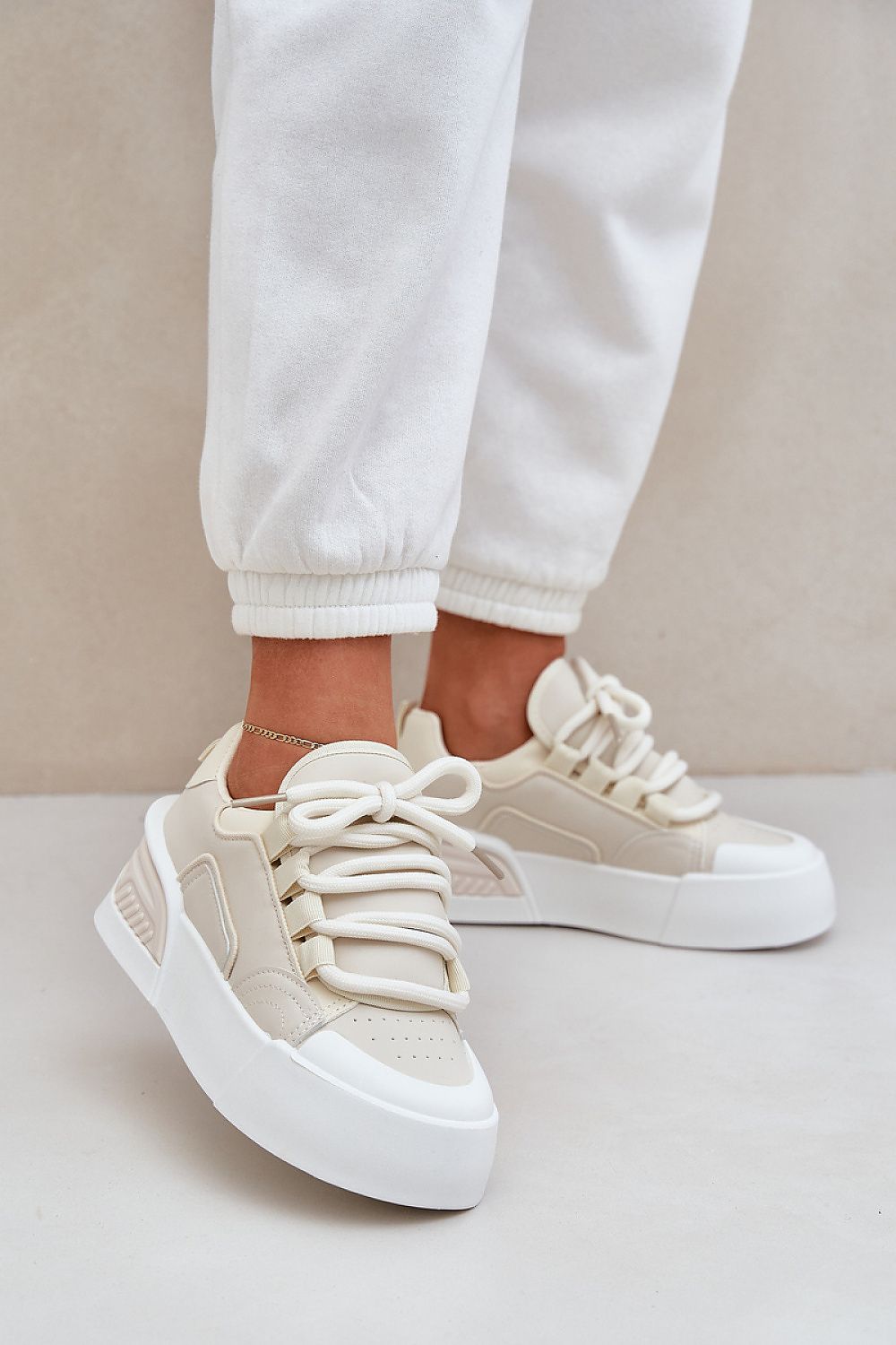 Women's Eco Leather Platform Sneakers With Removable Foam Insole - Size EU 36-41