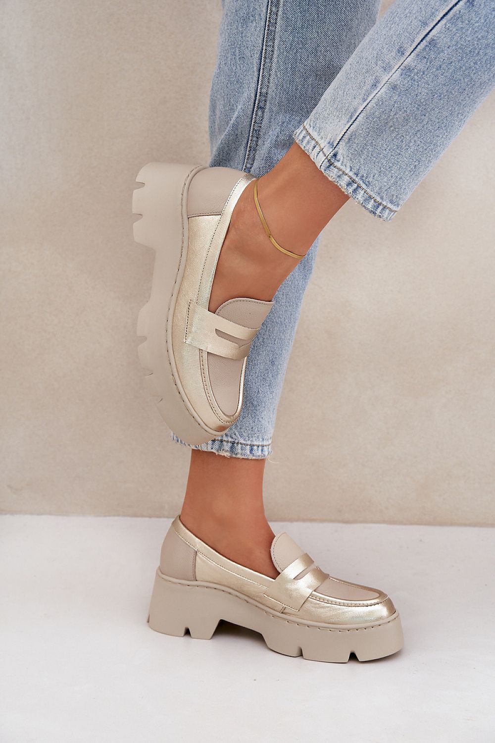 Elegant Women's Natural Leather Moccasins | Platform & Flat Heel | Sizes EU 36-41