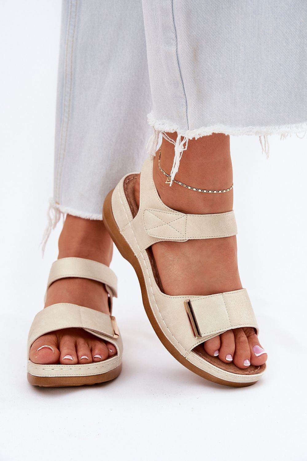 Women's Eco Leather Velcro Sandals with Cushion-Effect Insole – Stylish & Comfortable Summer Footwear