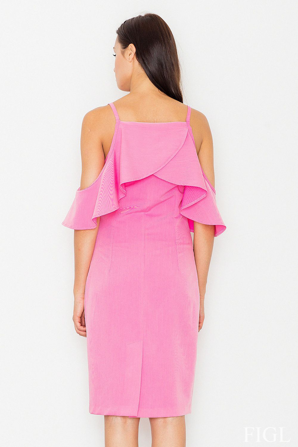 Chic Figl Daydress with Frills - Soft Knitwear, Shoulder-Revealing Style, Available in Various Colours