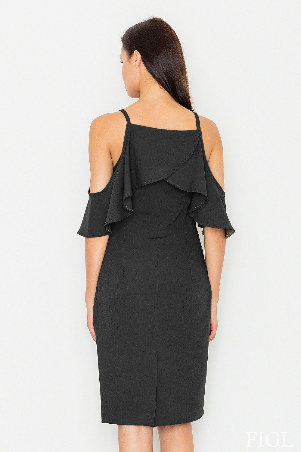 Chic Figl Daydress with Frills - Soft Knitwear, Shoulder-Revealing Style, Available in Various Colours