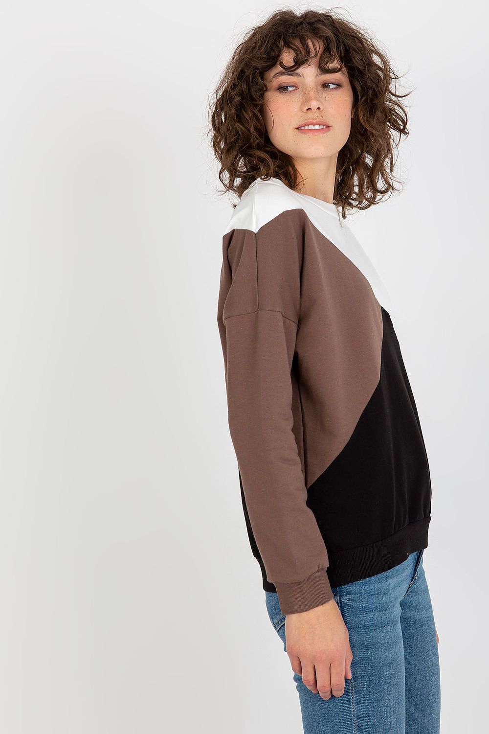 Luxury Women's Long Sleeve Cotton Blend Sweatshirt with Round Neckline in 3 Colours