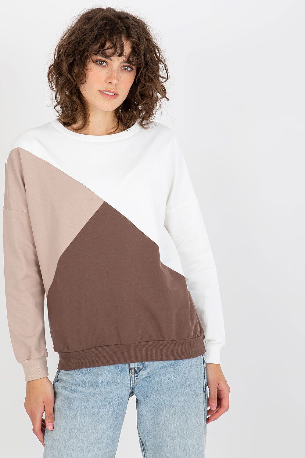 Luxury Women's Long Sleeve Cotton Blend Sweatshirt with Round Neckline in 3 Colours
