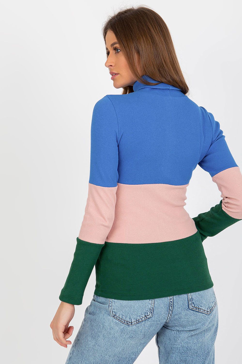 Elegant Women's Ribbed Turtleneck Sweater - Long Sleeve Cotton Blend, Available in 3 Colours