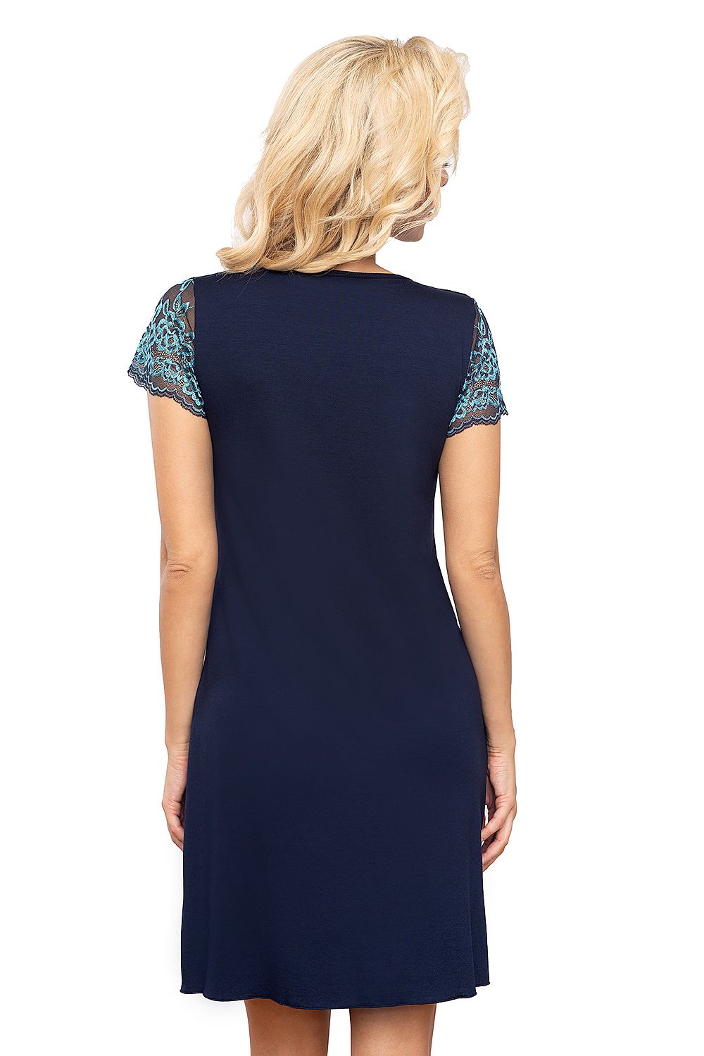 Luxurious T!SSI 203 Nightshirt with Two-Tone Lace and V-Neck Design - Elegant Nightgown
