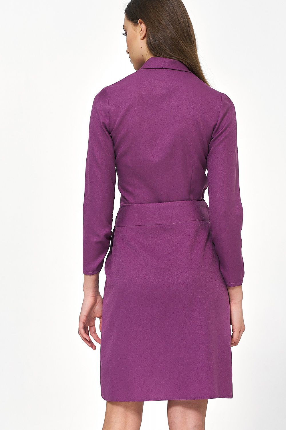Purple Spandex-Blend Daydress by Nife with Envelope Neckline and Feminine Silhouette