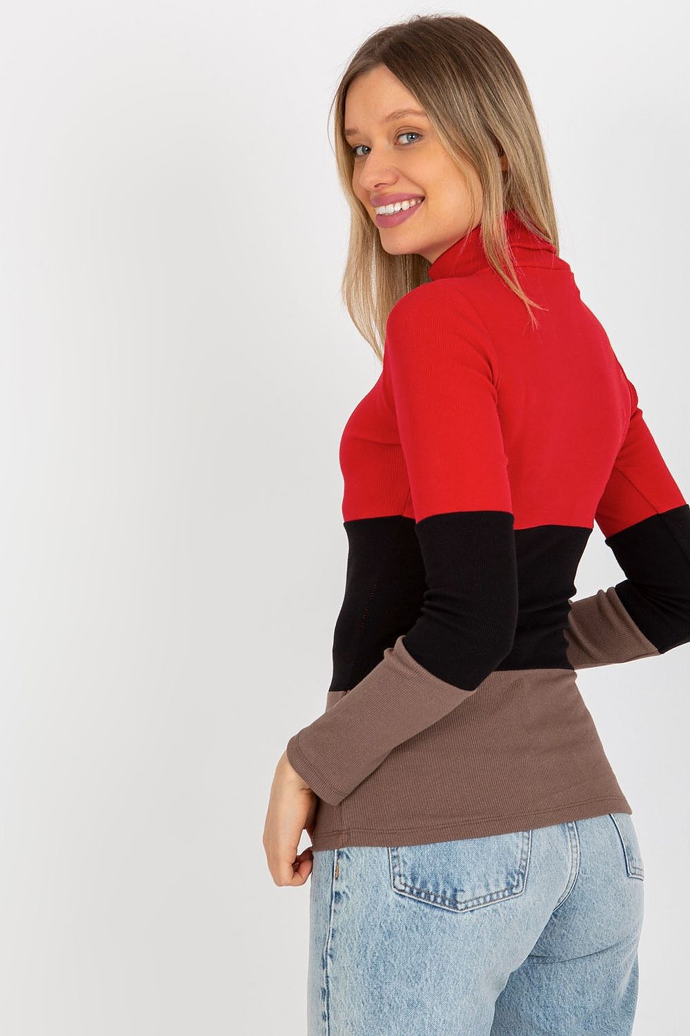 Elegant Women's Ribbed Turtleneck Sweater - Long Sleeve Cotton Blend, Available in 3 Colours
