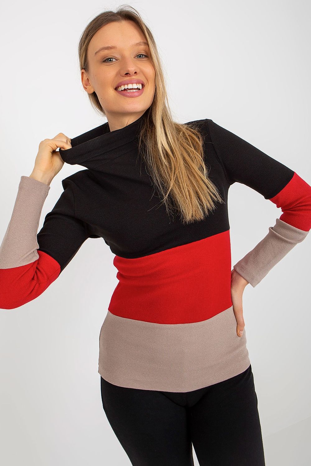 Elegant Women's Ribbed Turtleneck Sweater - Long Sleeve Cotton Blend, Available in 3 Colours