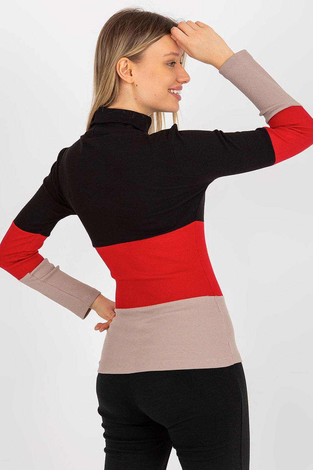 Elegant Women's Ribbed Turtleneck Sweater - Long Sleeve Cotton Blend, Available in 3 Colours