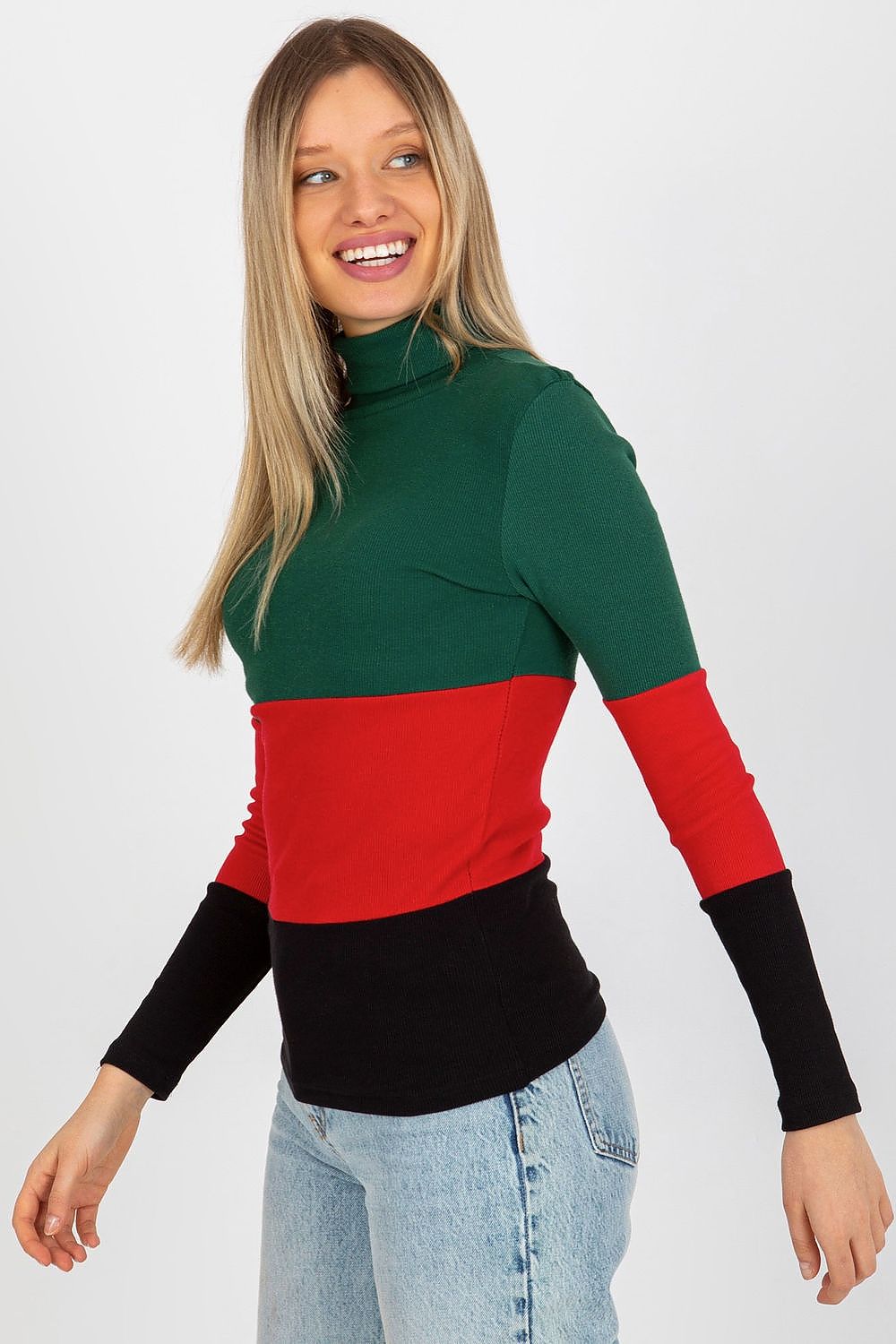 Elegant Women's Ribbed Turtleneck Sweater - Long Sleeve Cotton Blend, Available in 3 Colours