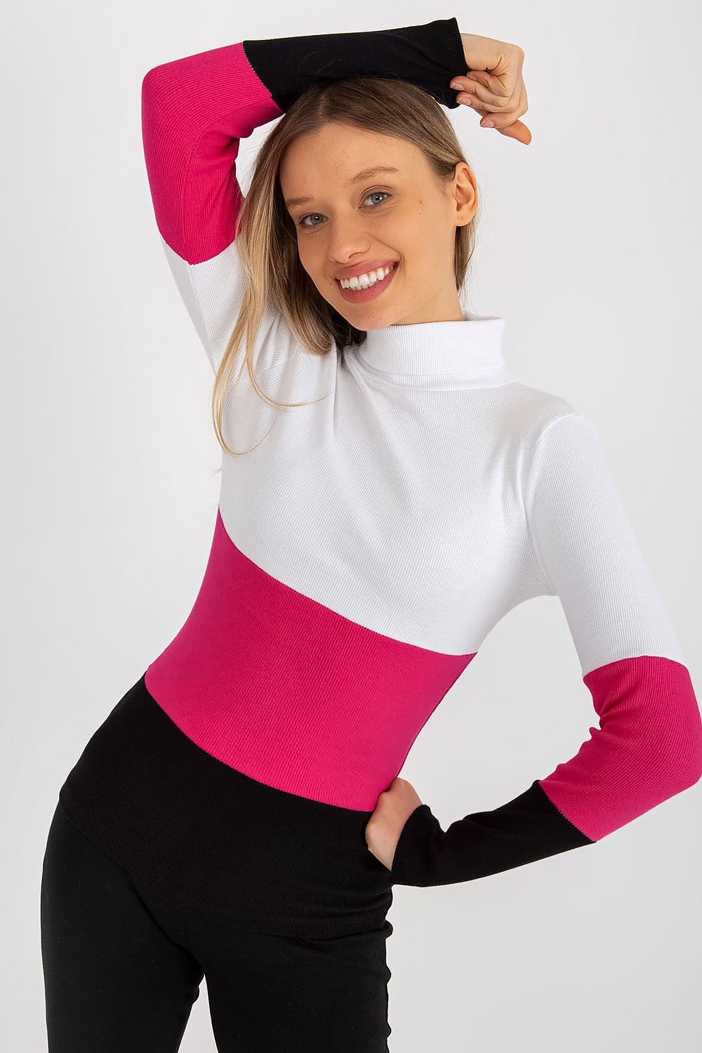 Elegant Women's Ribbed Turtleneck Sweater - Long Sleeve Cotton Blend, Available in 3 Colours
