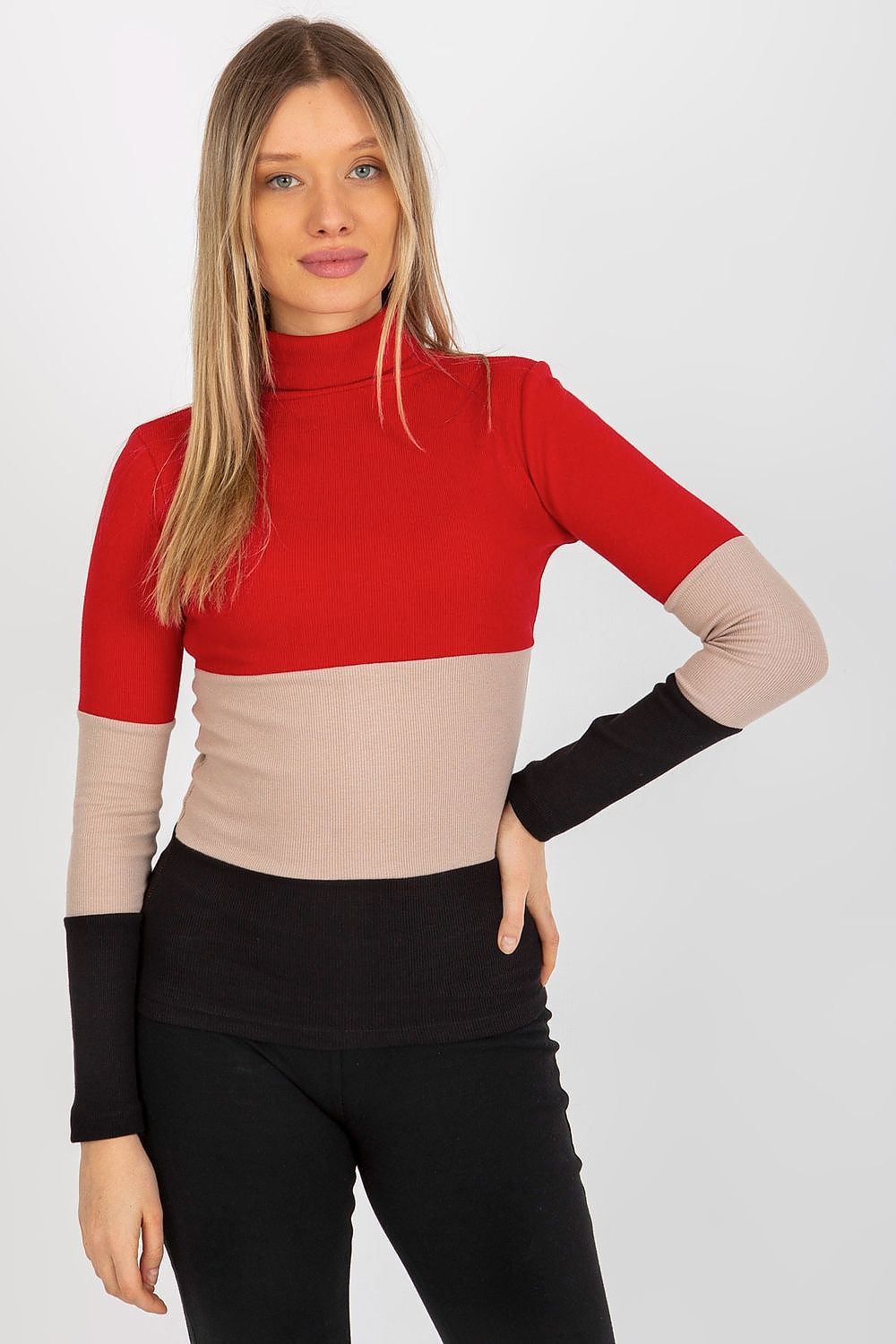 Elegant Women's Ribbed Turtleneck Sweater - Long Sleeve Cotton Blend, Available in 3 Colours
