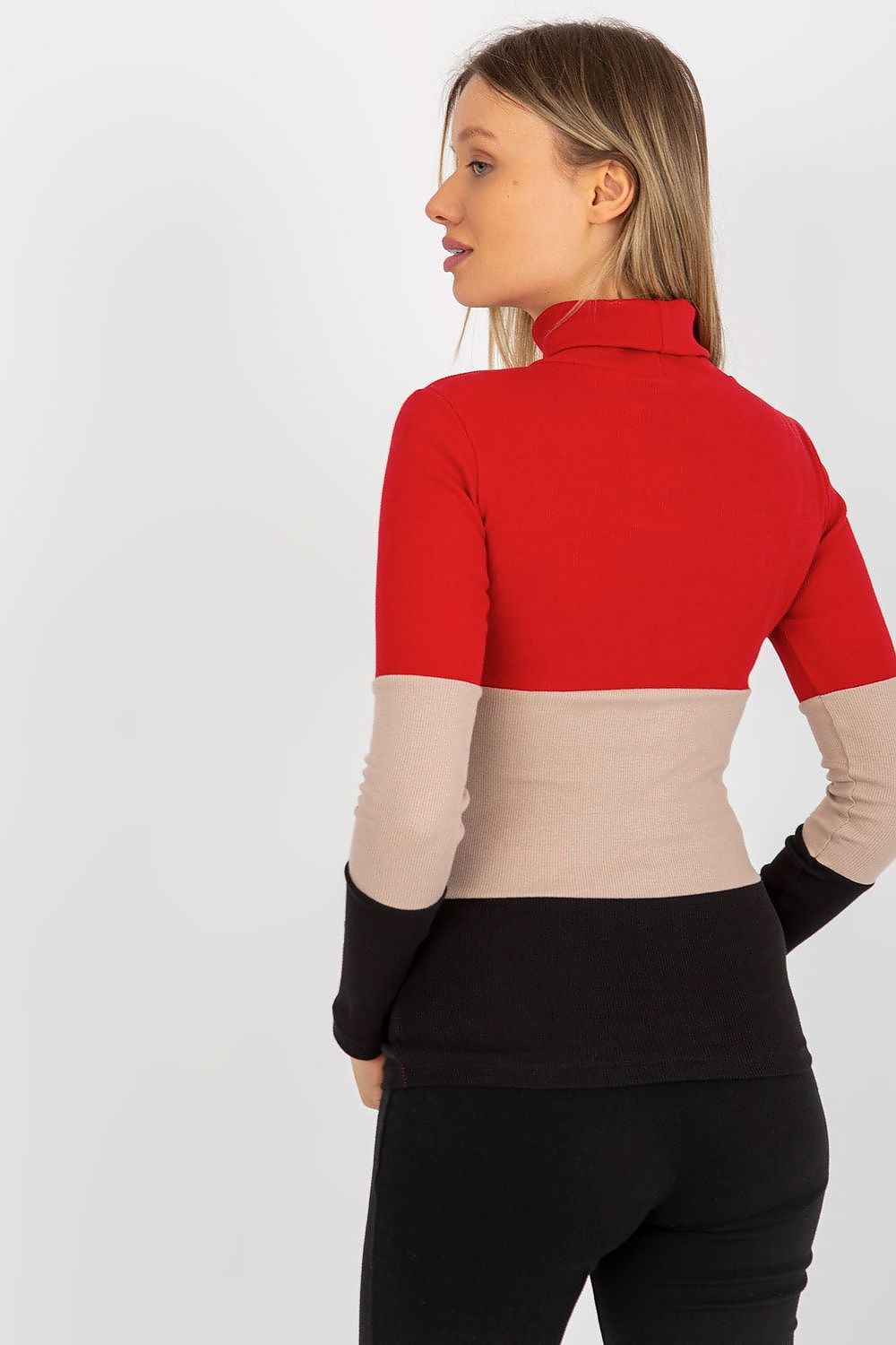 Elegant Women's Ribbed Turtleneck Sweater - Long Sleeve Cotton Blend, Available in 3 Colours