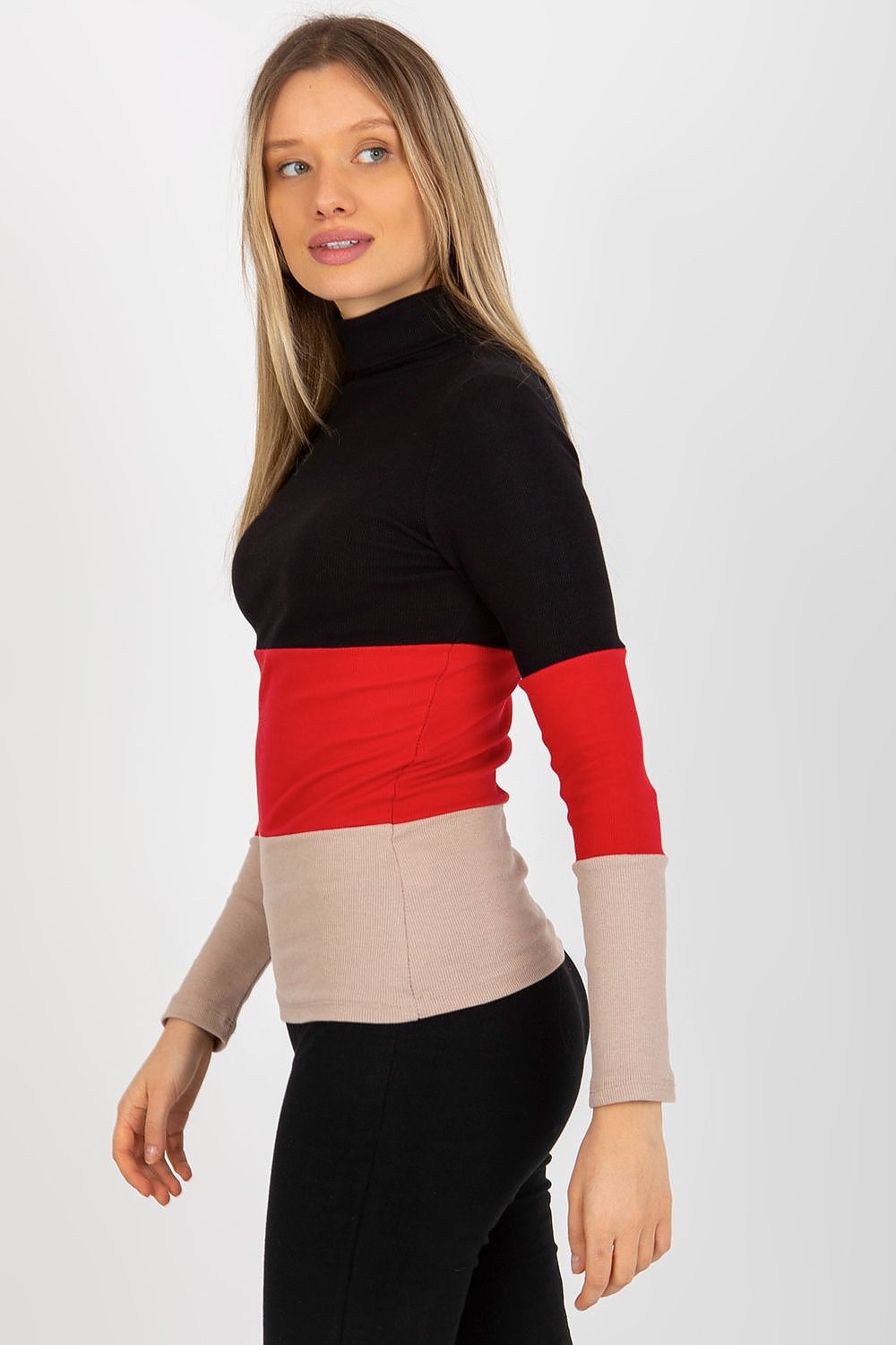 Elegant Women's Ribbed Turtleneck Sweater - Long Sleeve Cotton Blend, Available in 3 Colours