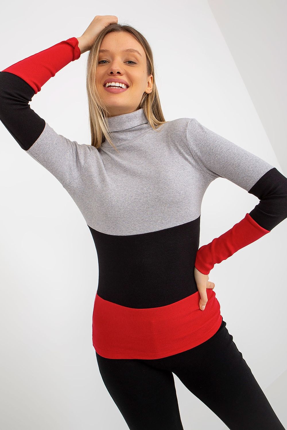 Elegant Women's Ribbed Turtleneck Sweater - Long Sleeve Cotton Blend, Available in 3 Colours