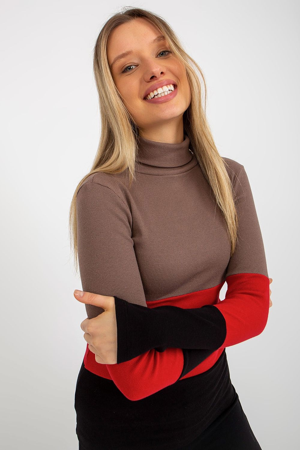 Elegant Women's Ribbed Turtleneck Sweater - Long Sleeve Cotton Blend, Available in 3 Colours
