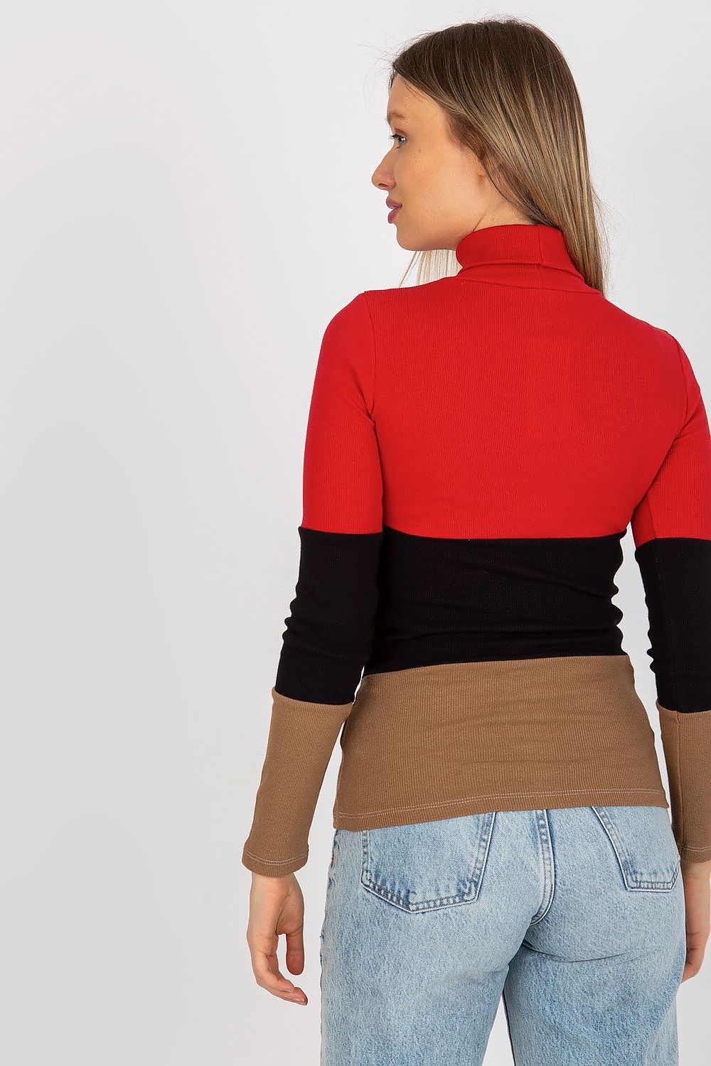 Elegant Women's Ribbed Turtleneck Sweater - Long Sleeve Cotton Blend, Available in 3 Colours
